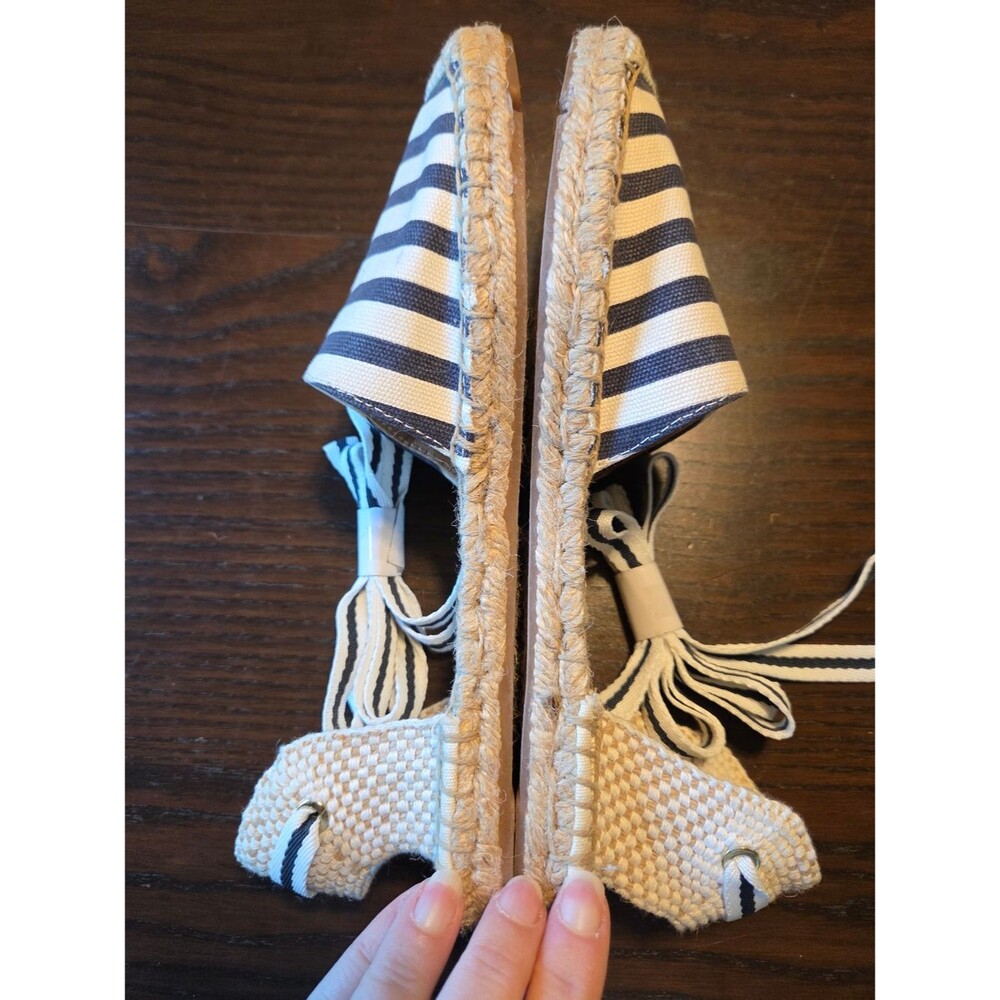 J.Crew Striped D'Orsay Lace Up Espadrille Sandals Navy Cream NWOB 6.5 - Picture 5 of 6